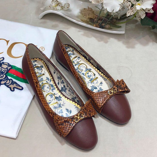 Gucci Ballerine In Pelle Con Fiocco In Nastro Web 512464c