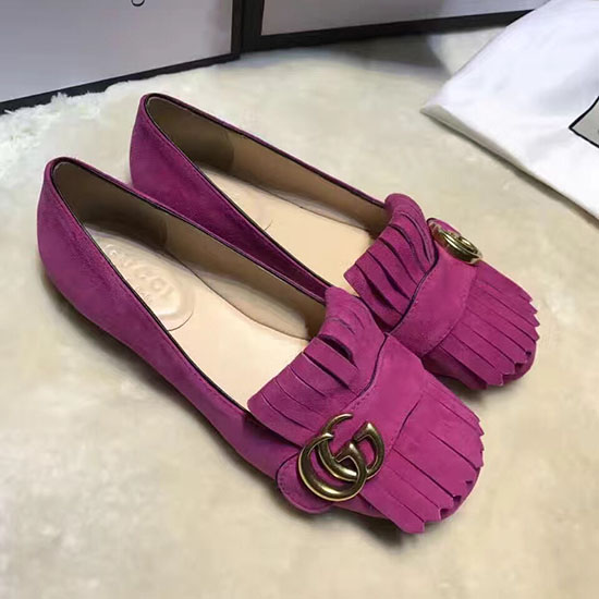 Gucci Ballerine In Pelle Scamosciata Rosa 453373