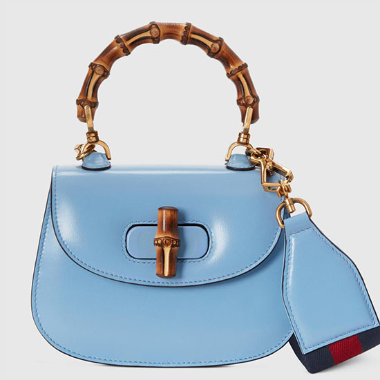 Gucci Bamboo 1947 Borsa Mini Con Manico Superiore Blu 686864