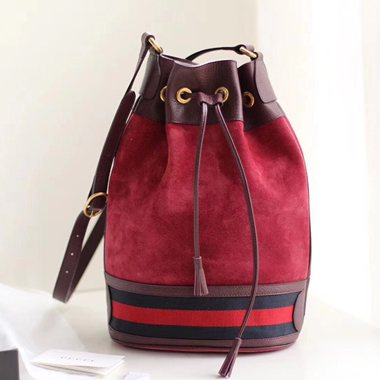 Gucci Borsa A Secchiello In Pelle Scamosciata Rossa 503886