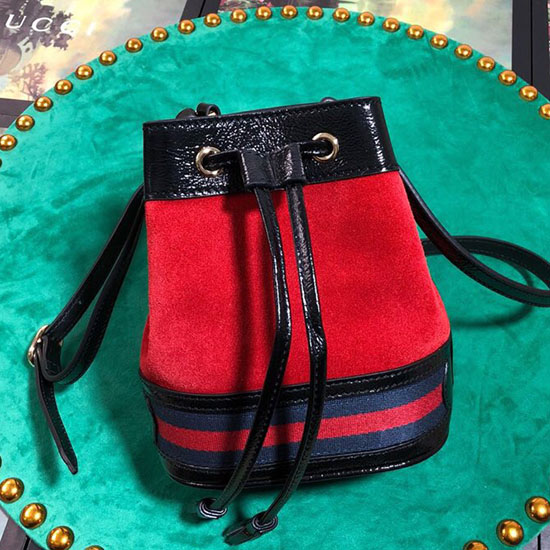 Gucci Borsa A Secchiello In Pelle Scamosciata Rossa 550620