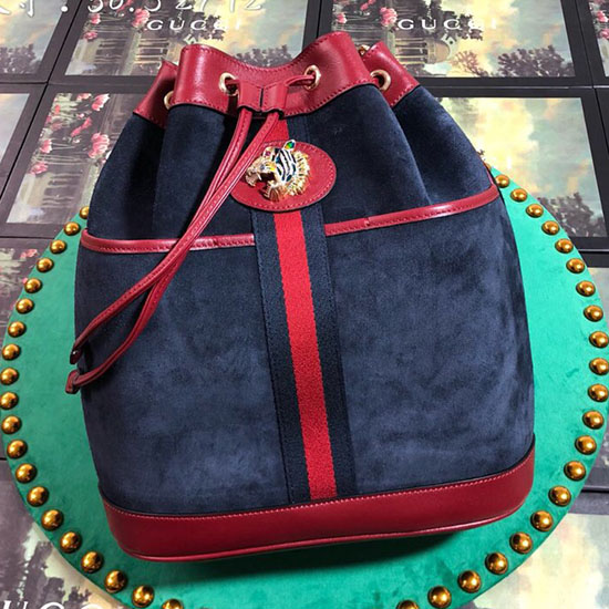 Gucci Borsa A Secchiello Media Rajah Blu 553961