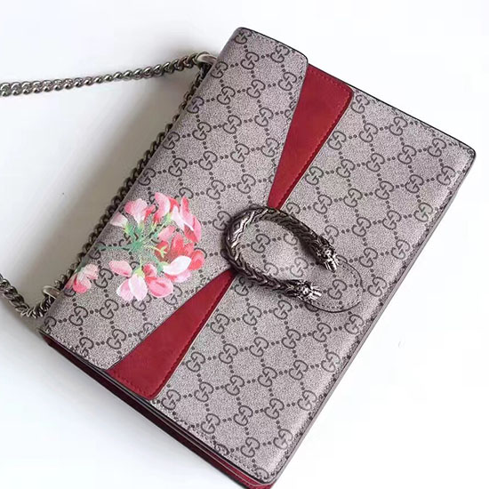 Gucci Borsa A Tracolla Con Stampa Dionysus GG Blooms Bordeaux 400235