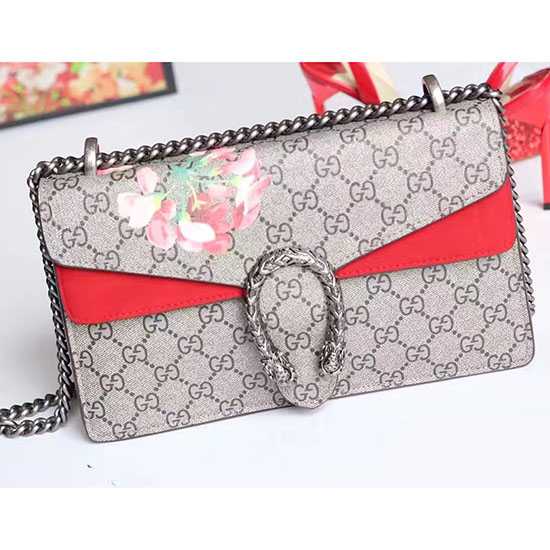 Gucci Borsa A Tracolla Con Stampa Dionysus GG Blooms Rossa 400249