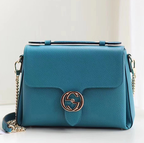 Gucci Borsa A Tracolla In Pelle Gg Intrecciata Blu 510302