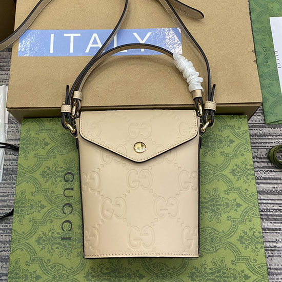 Gucci Borsa A Tracolla In Pelle Soufflé Beige 772795