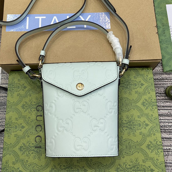 Gucci Borsa A Tracolla In Pelle Soufflé Blu 772795