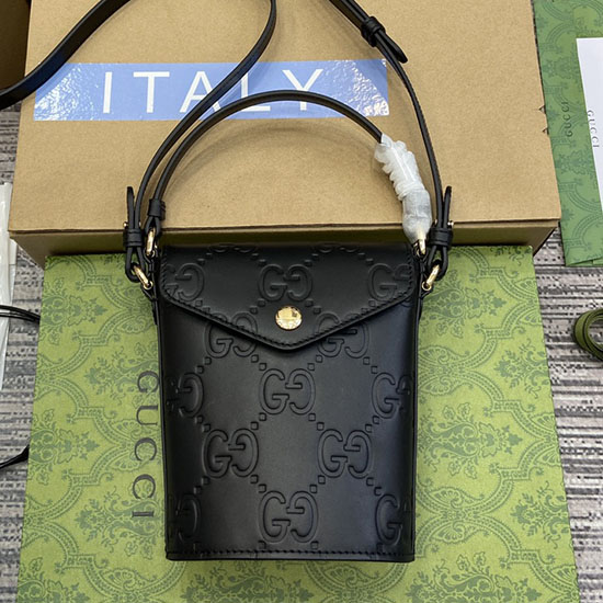 Gucci Borsa A Tracolla In Pelle Soufflé Nera 772795