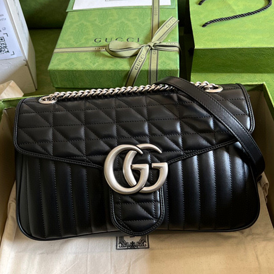 Gucci Borsa A Tracolla Media GG Marmont Nera 443496