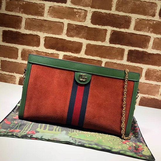 Gucci Borsa A Tracolla Media Ophidia In Pelle Scamosciata Arancione 503876