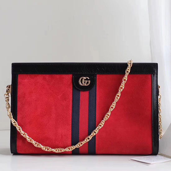 Gucci Borsa A Tracolla Ophidia Media In Pelle Scamosciata Rossa 503876