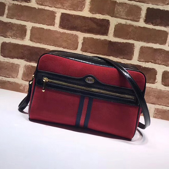 Gucci Borsa A Tracolla Piccola In Pelle Scamosciata Ophidia Rossa 517080