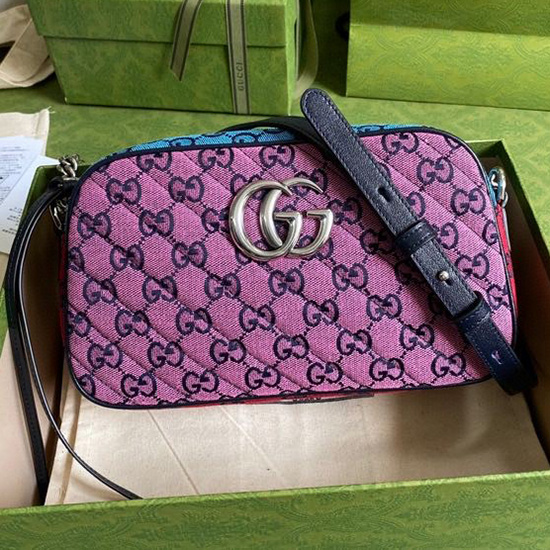 Gucci Borsa A Tracolla Piccola Multicolore GG Marmont Rosa 447632