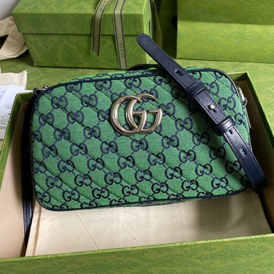 Gucci Borsa A Tracolla Piccola Multicolore GG Marmont Verde 447632