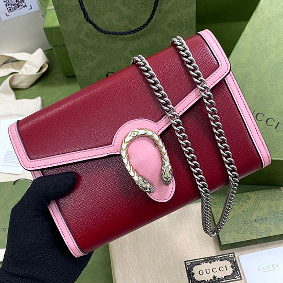 Gucci Borsa Dionysus In Pelle Mini Con Catena Rossa 401231