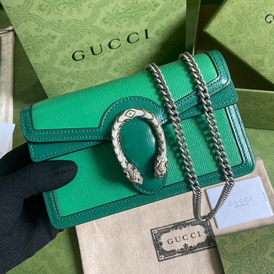 Gucci Borsa Dionysus In Pelle Mini Con Catena Verde 476432