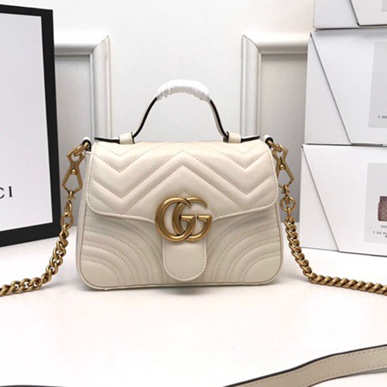 Gucci Borsa GG Marmont Mini Con Manico Superiore Bianca 547260