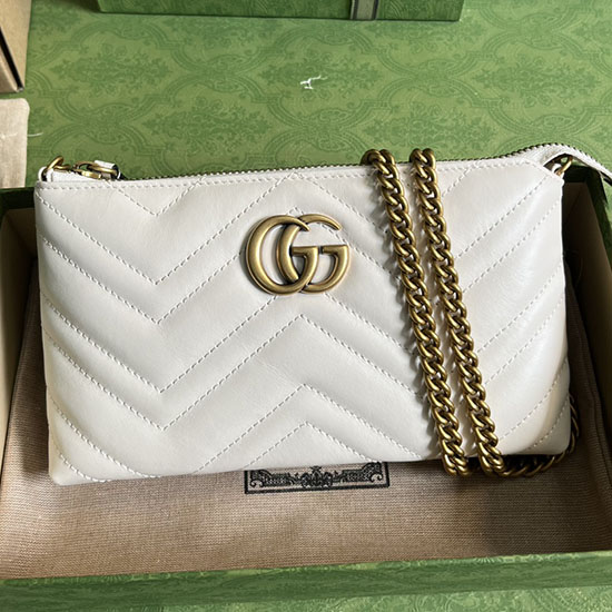 Gucci Borsa Matelasse Mini GG Marmont Con Catena Bianca 443447