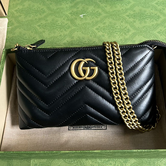 Gucci Borsa Matelasse Mini GG Marmont Con Catena Nera 443447