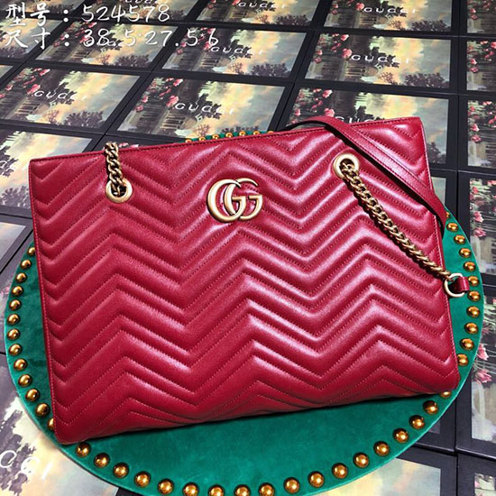 Gucci Borsa Media Gg Marmont Matelasse Rossa 524578