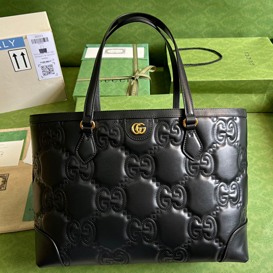 Gucci Borsa Media In Pelle Gg Matelasse Nera 631685