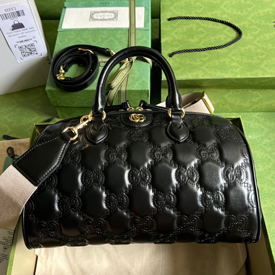 Gucci Borsa Media In Pelle Gg Matelasse Nera 702242