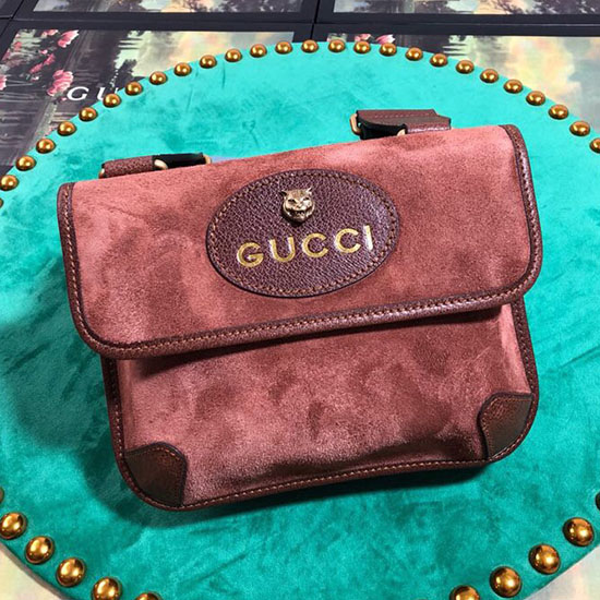 Gucci Borsa Messenger In Pelle Scamosciata Bordeaux 501050