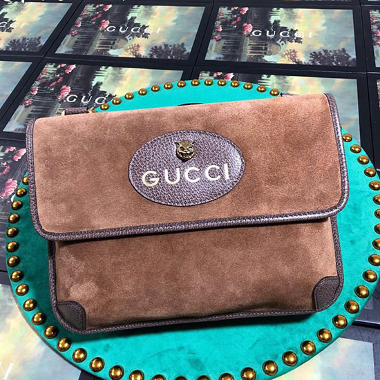 Gucci Borsa Messenger In Pelle Scamosciata Marrone 495654