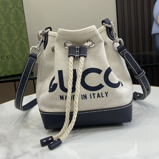 Gucci Borsa Mini A Tracolla Con Stampa Gucci Blu 777166