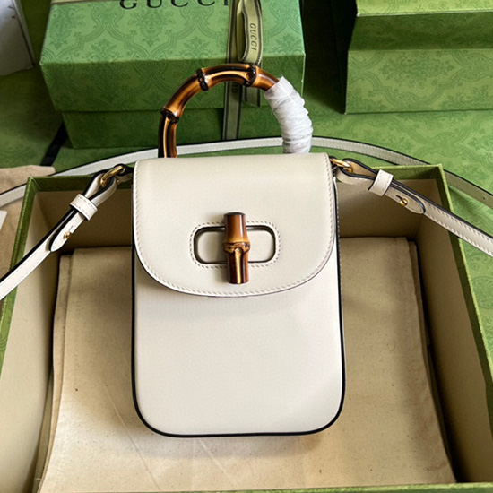 Gucci Borsa Mini In Bambù Bianca 702106