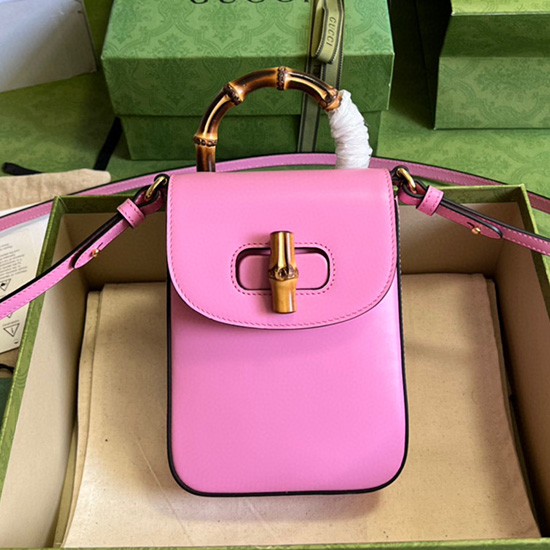 Gucci Borsa Mini In Bambù Rosa 702106