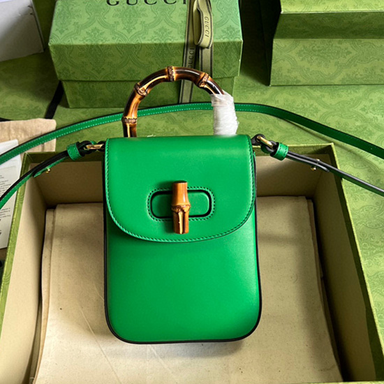 Gucci Borsa Mini In Bambù Verde 702106