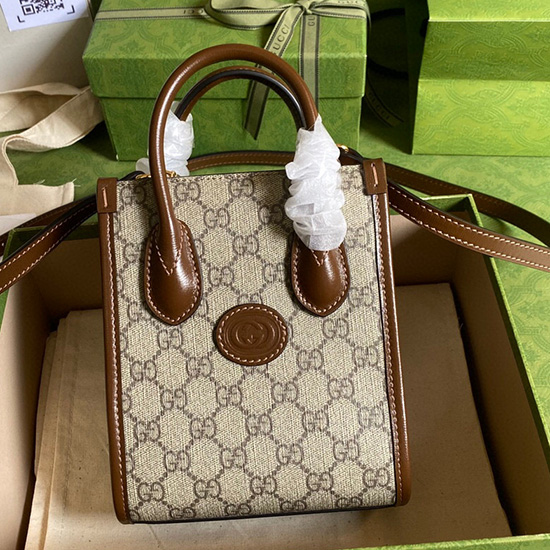 Gucci Borsa Mini Tote Con G Intrecciata Marrone 671623