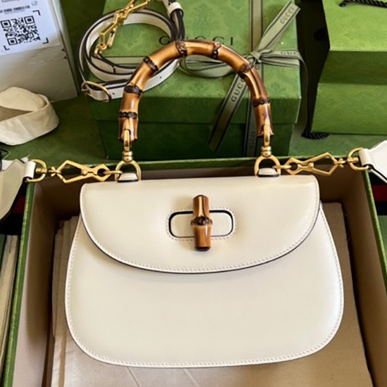 Gucci Borsa Piccola Con Manico Superiore E Bambù Bianco 675797