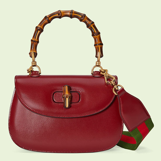 Gucci Borsa Piccola Con Manico Superiore E Bambù Rosso 675797