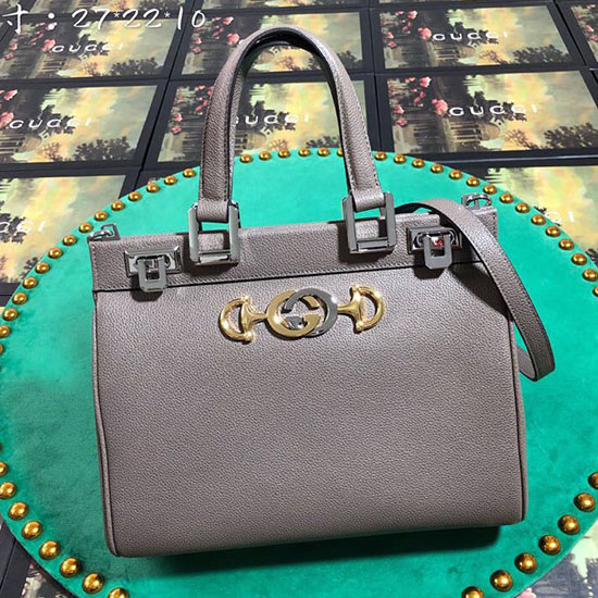 Gucci Borsa Piccola Con Manico Superiore In Pelle Granata Grigia 569712