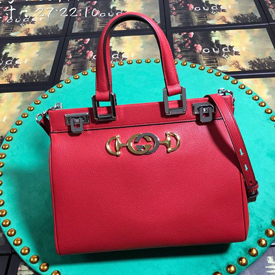 Gucci Borsa Piccola Con Manico Superiore In Pelle Granata Rossa 569712