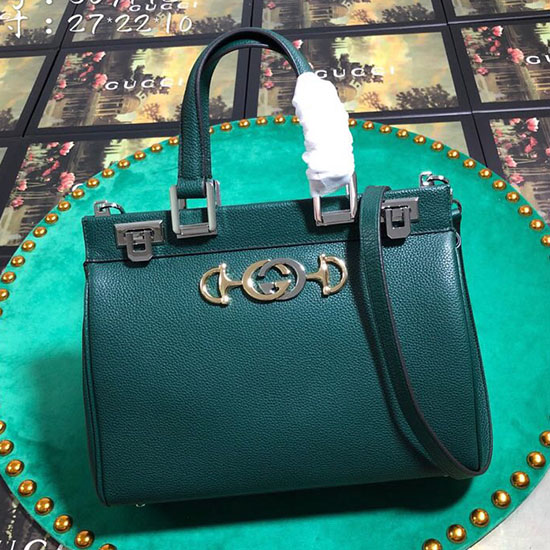 Gucci Borsa Piccola Con Manico Superiore In Pelle Granata Verde 569712