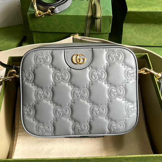 Gucci Borsa Piccola In Pelle Gg Matelasse Grigia 702234