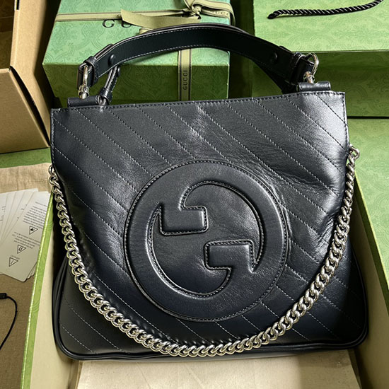 Gucci Borsa Tote Bionda Bionda Piccola Blu Navy 751518