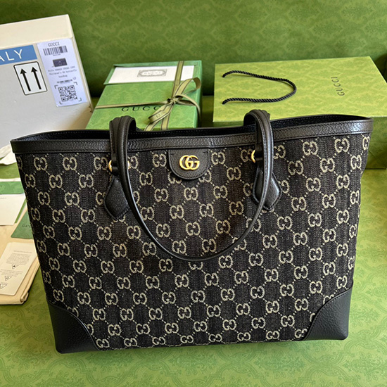 Gucci Borsa Tote Media In Denim Nera 631685