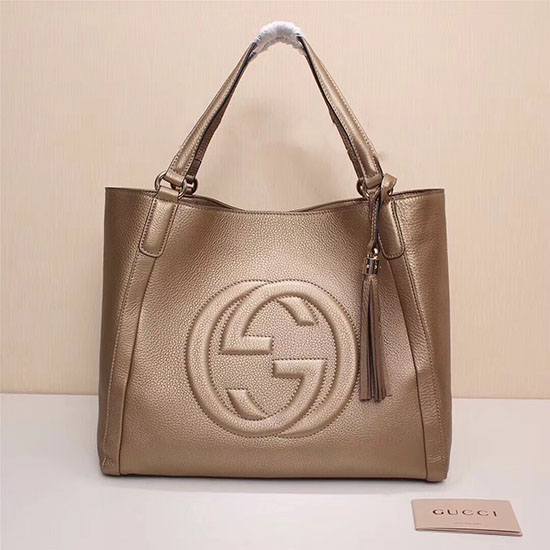 Gucci Borsa Tote Media In Pelle Soho Oro 282309