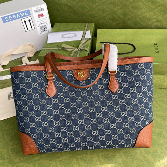 Gucci Borsa Tote Media Ophidia GG In Denim 631685