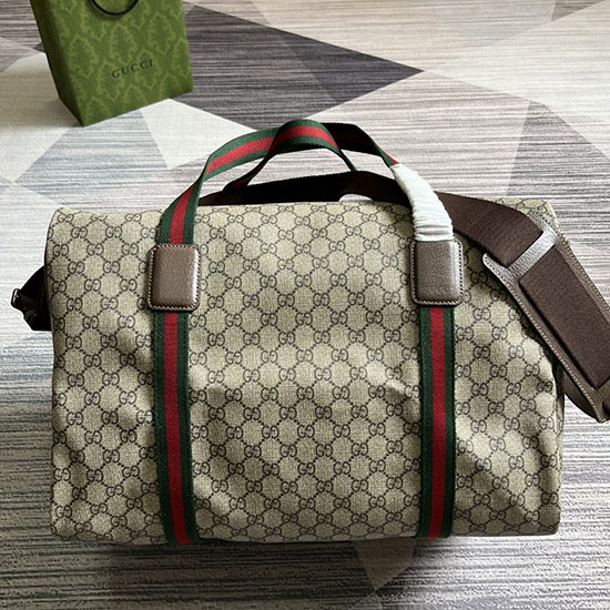 Gucci Borsone Medio Con Nastro Web Beige 758664