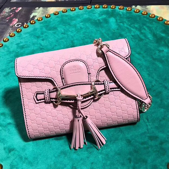 Gucci Gg Guccissima Borsa A Tracolla Mini Emily In Pelle Rosa 449636