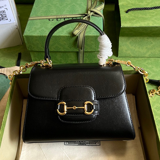 Gucci Horsebit 1955 Borsa Con Manico Superiore Nera 703848