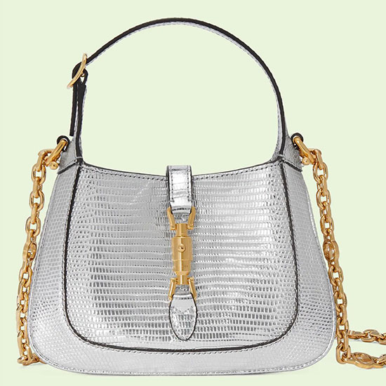 Gucci Jackie 1961 Mini Borsa Lucertola Argento 675799