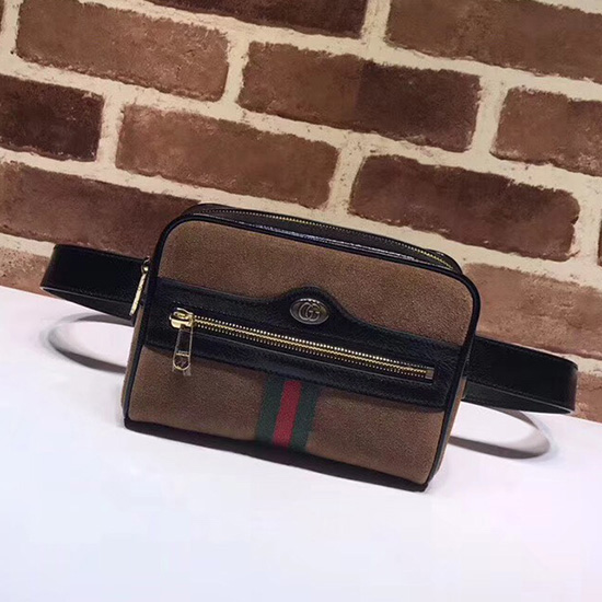 Gucci Marsupio Ophidia In Pelle Scamosciata Marrone 517076