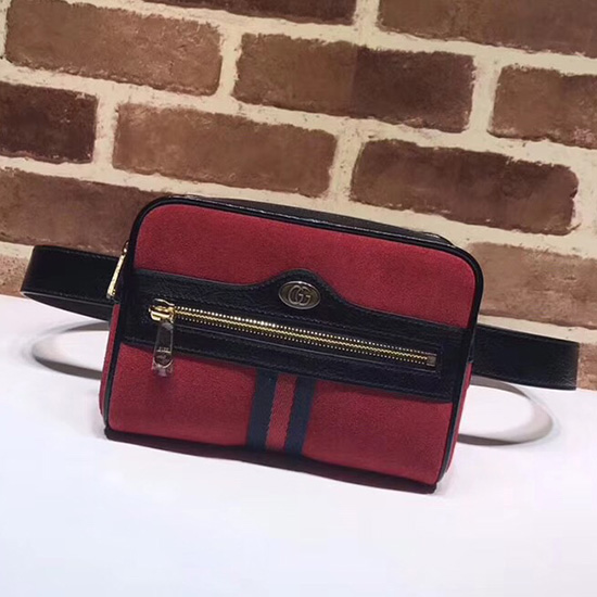 Gucci Marsupio Ophidia In Pelle Scamosciata Rosso 517076