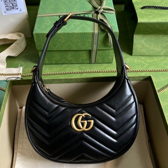 Gucci Mini Borsa Gg Marmont A Forma Di Mezzaluna Nera 699514